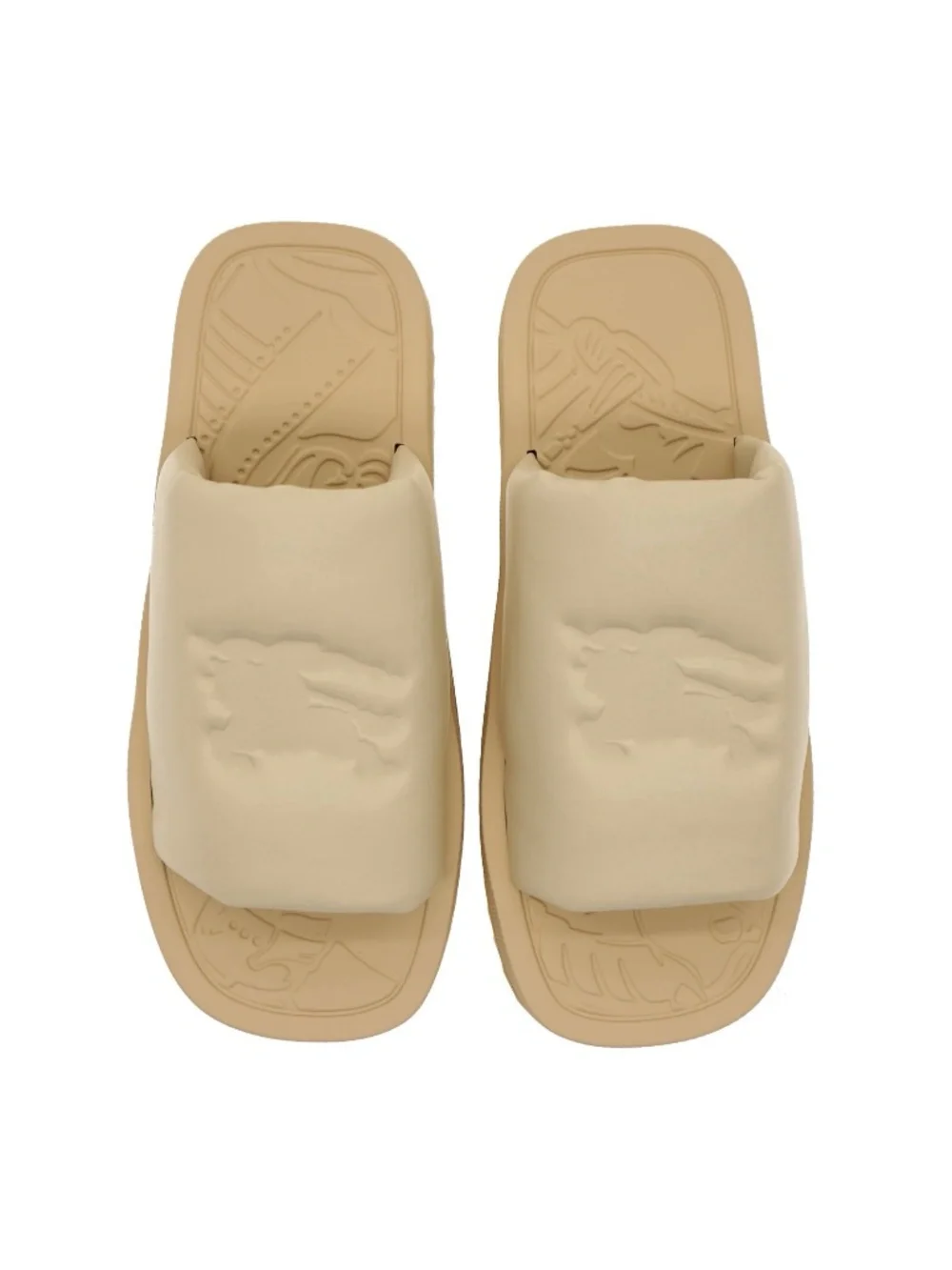 Burberry Men Knight Slides Soft Beige Leather Size 11 New